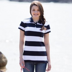 Front Row Ladies Striped Pique Polo